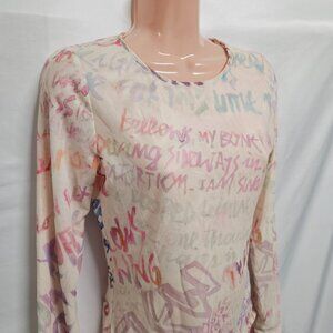 Zimmermann Dancer Graffiti Print Bodysuit Women Size 2-4 Long Sleeve